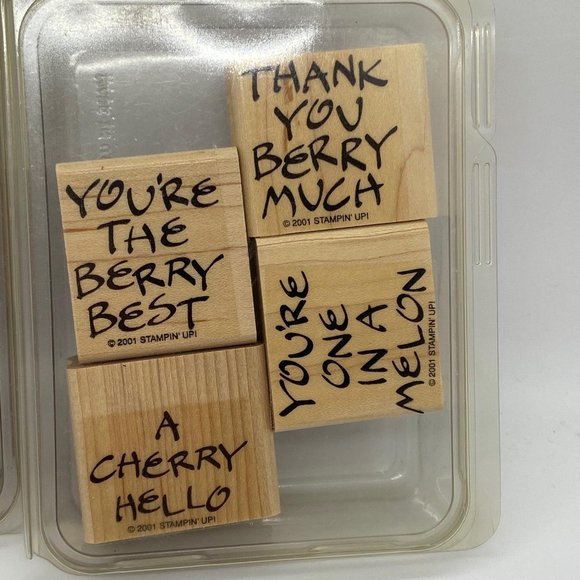 Fruity Phrases & Fanciful Favorites Wood Mounted Stampin' Up! Rubber Stamp Sets - Picture 2 of 4